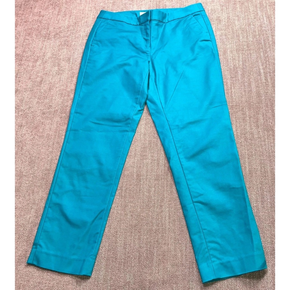 Michael Kors Dress Pants Womens 4 Aqua Blue Satin Flat Front Straight Leg Oxford